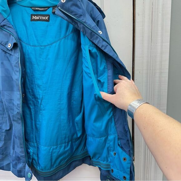 Marmot Membrain winter coat water resistant blue hooded women's medium skiing - Picture 10 of 12